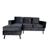 Hoekbank design Venna 200cm bank zwart velvet loungebank zowel links als rechts bankstel