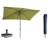 Kopu® Sevilla Parasol Rechthoek 200x300 cm met Hoes en voet - Olijfgroen