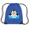 Mister Cool pinguin trekkoord rugzak / gymtas blauw voor kinderen - Gymtasje - zwemtasje