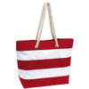 Rood/witte polyester strandtas gestreept met klittenband 47 cm - Strandtassen