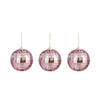 House of Seasons disco kerstballen - 3x - roze - 8 cm - foam - Kerstbal