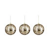 House of Seasons disco kerstballen - 3x - champagne - 8 cm - foam - Kerstbal