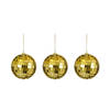 House of Seasons disco kerstballen - 3x - goud - 8 cm - foam - Kerstbal