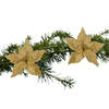 House of Seasons Kerstboom bloemen op clip - 2x - goud - 18 cm - Kersthangers