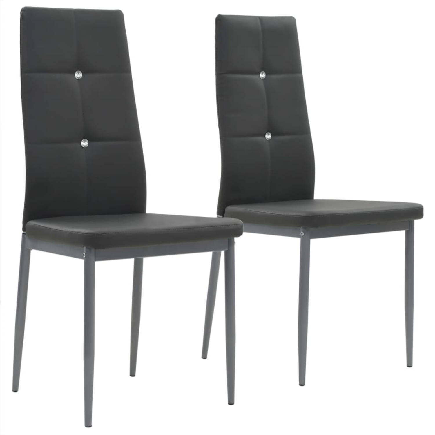 vidaXL Eetkamerstoelen 43x43,5x96 cm kunstleer grijs 2 st