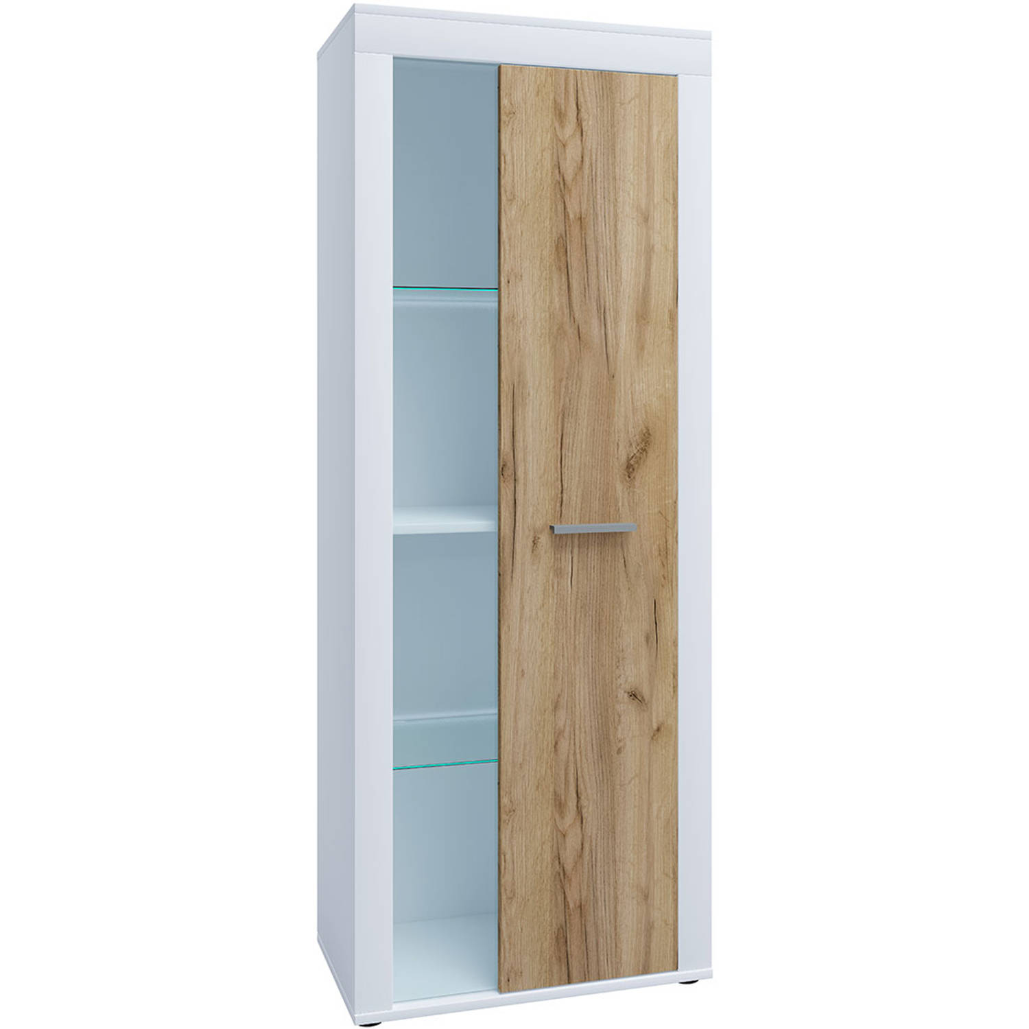 VCM Holz Kommode Sideboard Highboard Vitrine Wohnzimmer Schrank Usilo Drehtür Glas