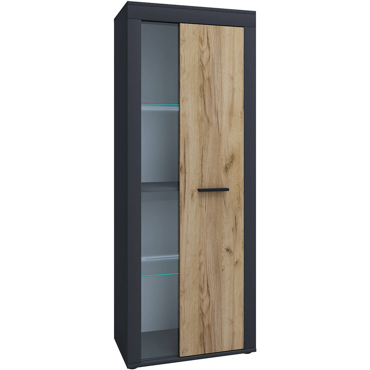 VCM Holz Kommode Sideboard Highboard Vitrine Wohnzimmer Schrank Usilo Drehtür Glas