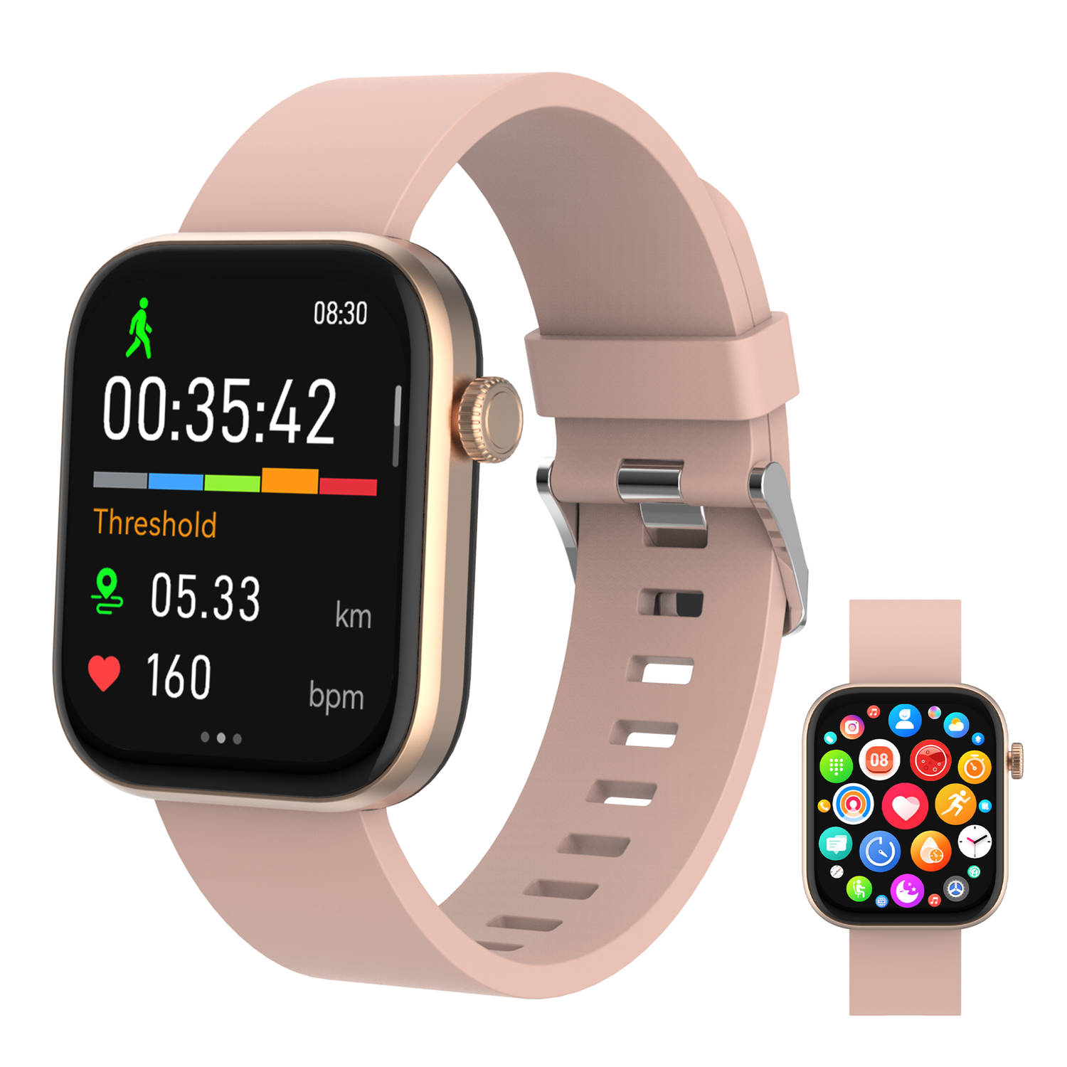 Denver Smartwatch - Android iOS - Volledige Belfunctie - Amoled Display - Sporthorloge - Hartslagmeter - Saturatiemeter - Slaapmonitor - SWC185RO