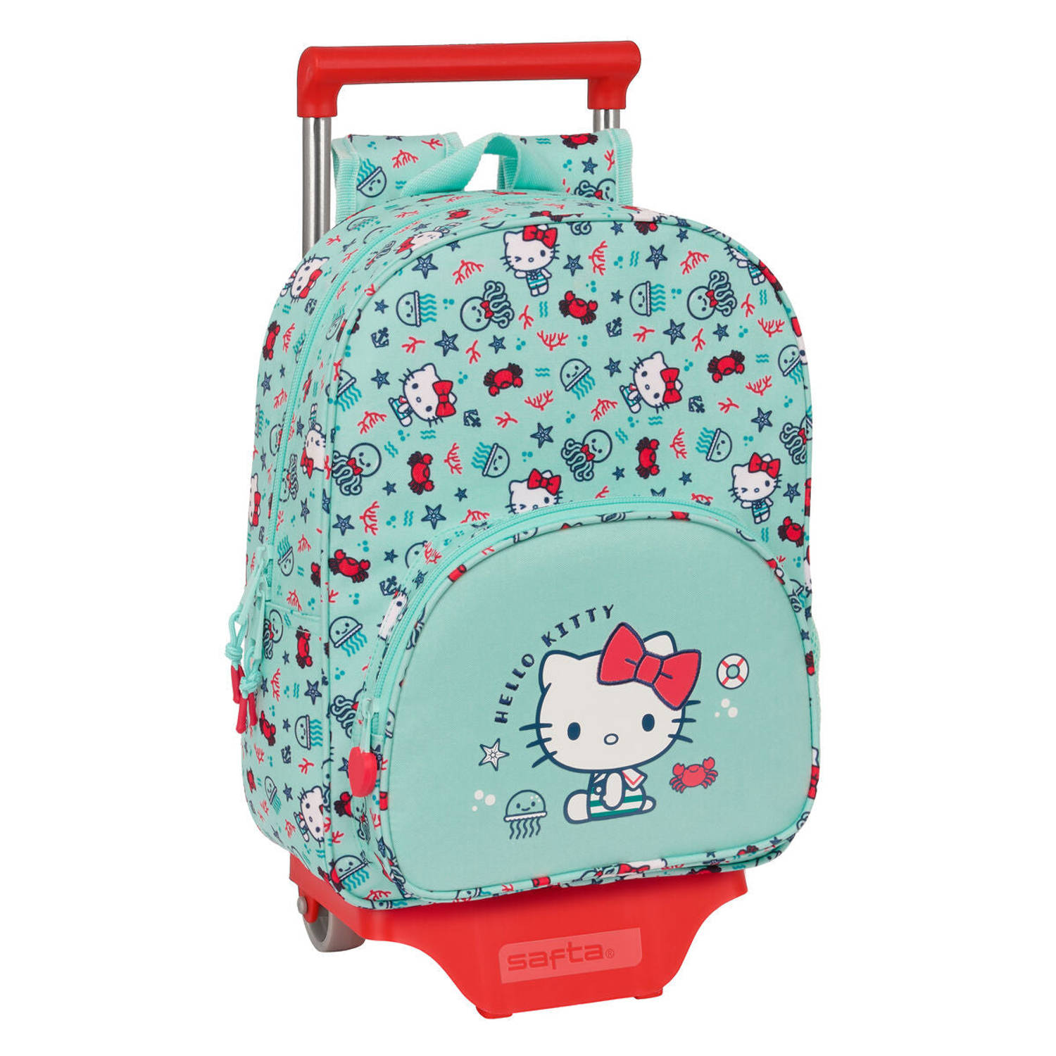 Schoolrugzak met Wielen Hello Kitty Sea lovers Turkoois 26 x 34 x 11 cm