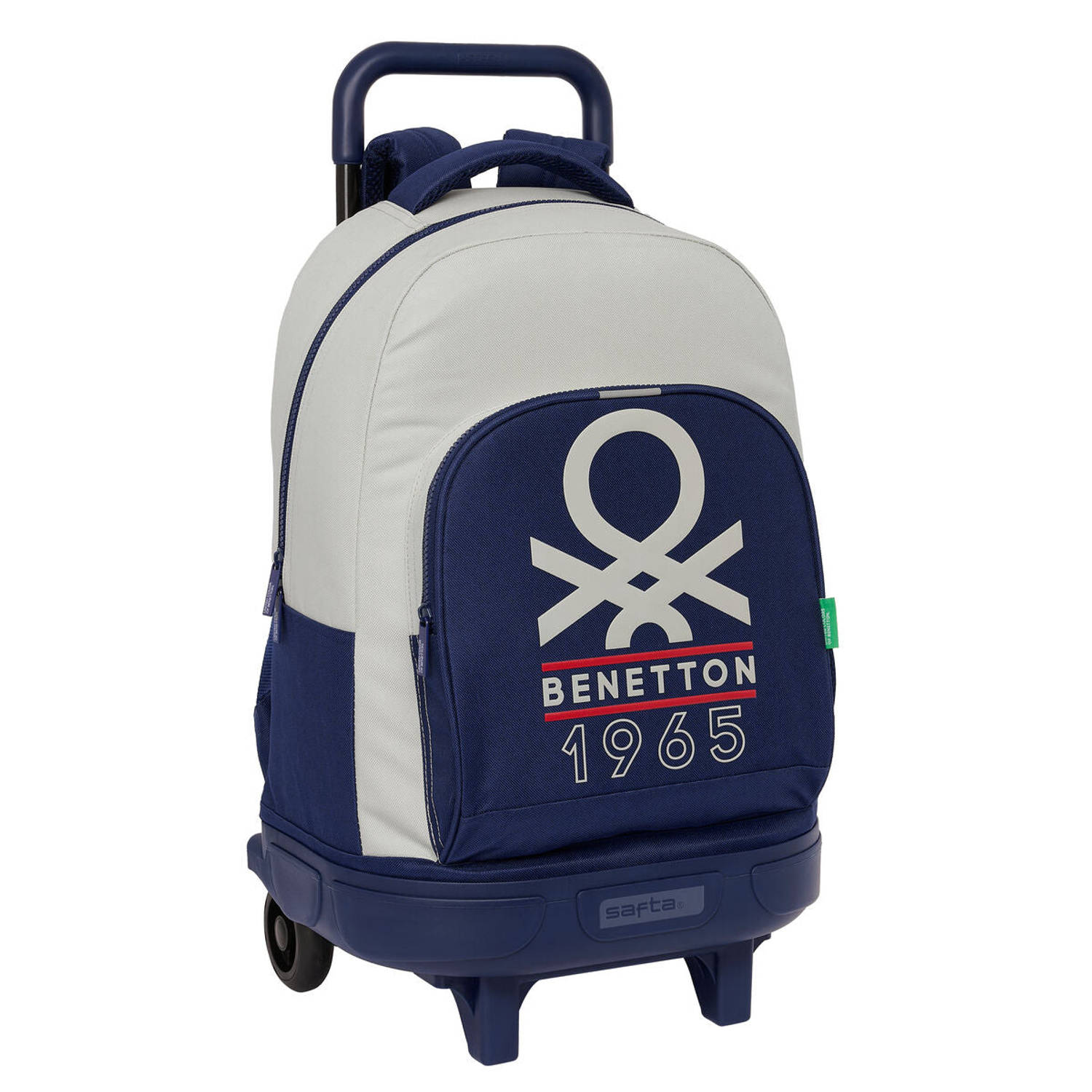 Schoolrugzak met Wielen Benetton Varsity Grijs Marineblauw 33 X 45 X 22 cm