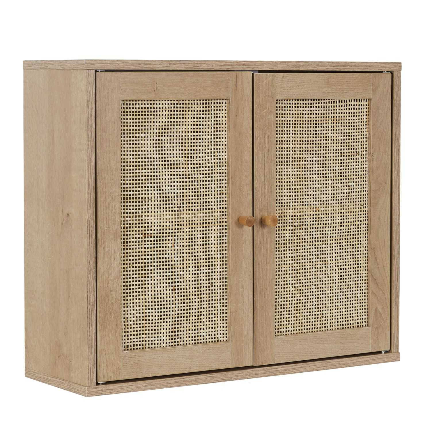 Hangkastje Bali Rattan Wand Badkamerkast Hangend met Rattan Bruin