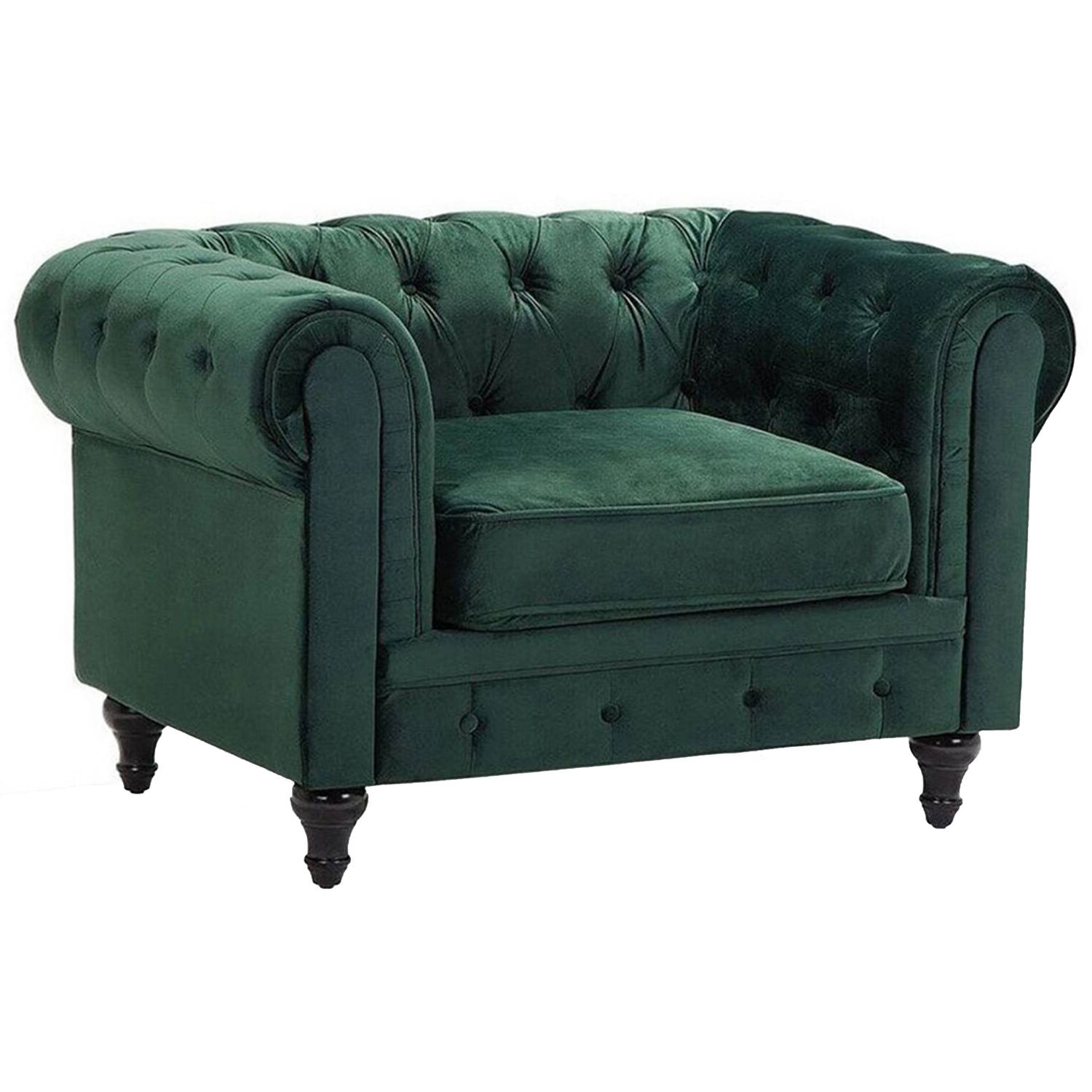 Beliani Chesterfield Fauteuil Groen Stof