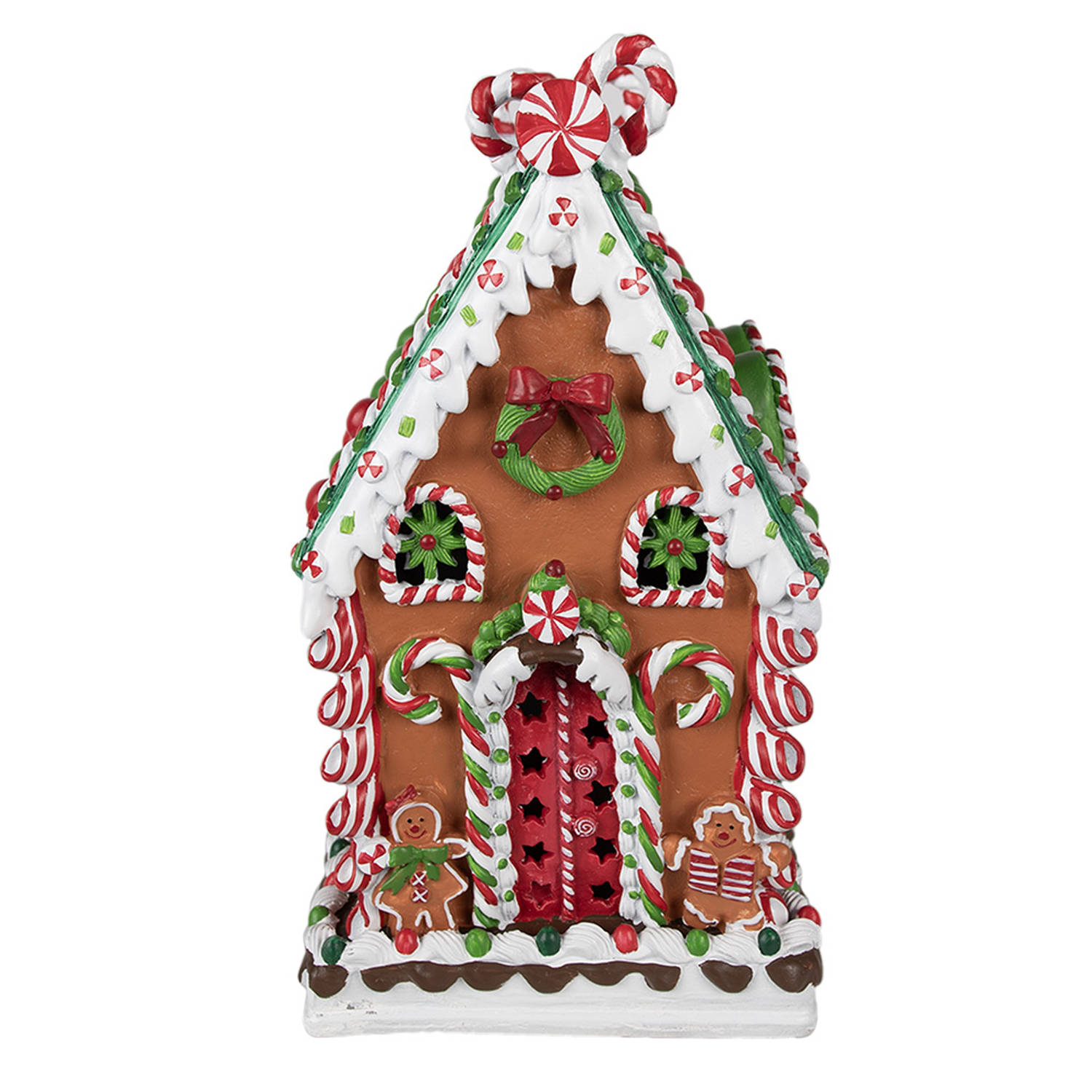 HAES DECO - Gingerbread house 20x20x37 cm Bruin Kunststof Peperkoekhuisje