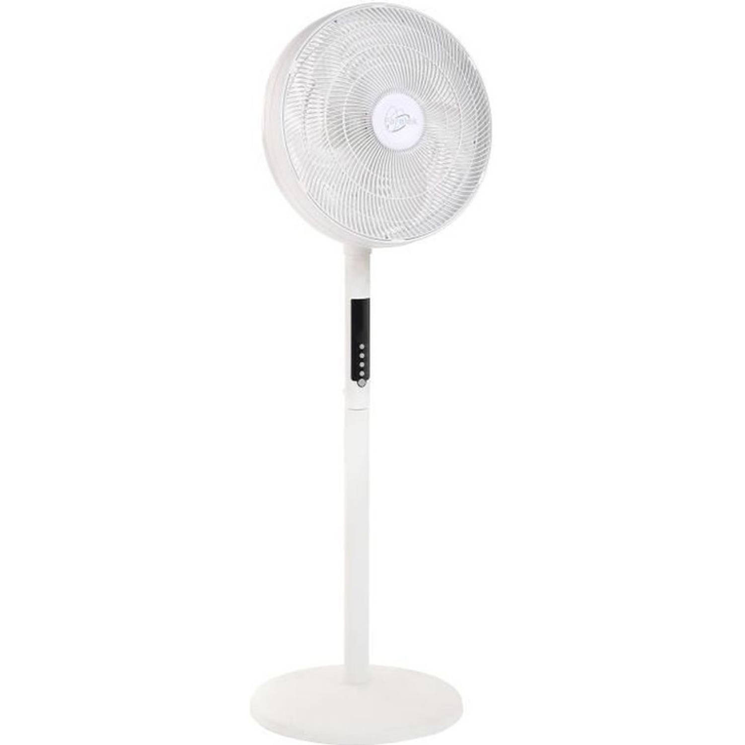 AIR-LIGHT RING - Witte staande ventilator en luchtblazer Ø40cm 70W met LED-verlichtingskroon