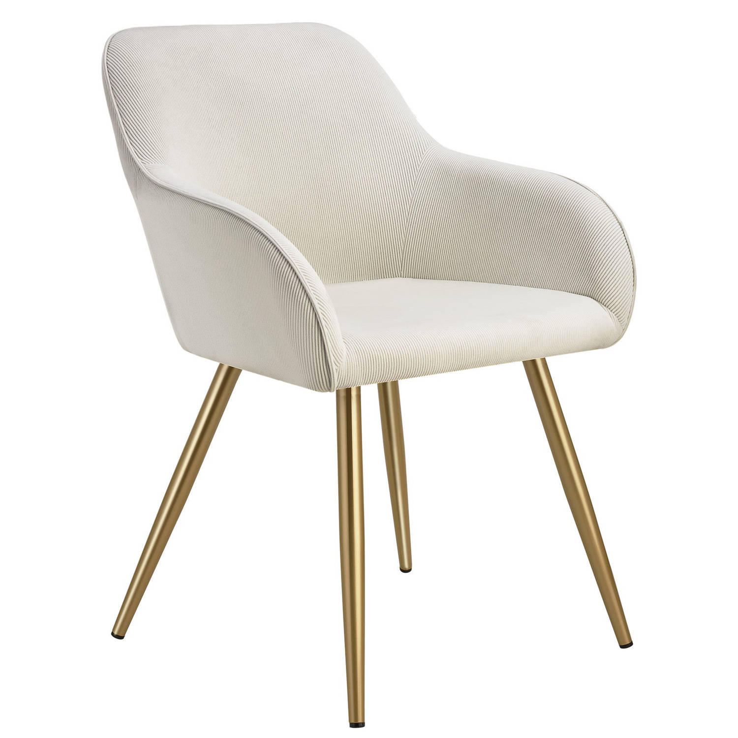 tectake® Stoel | Gestoffeerde Woonkamerstoel met cordlook - creme/goud | Designstoel, Loungestoel | Draagvermogen tot 120kg