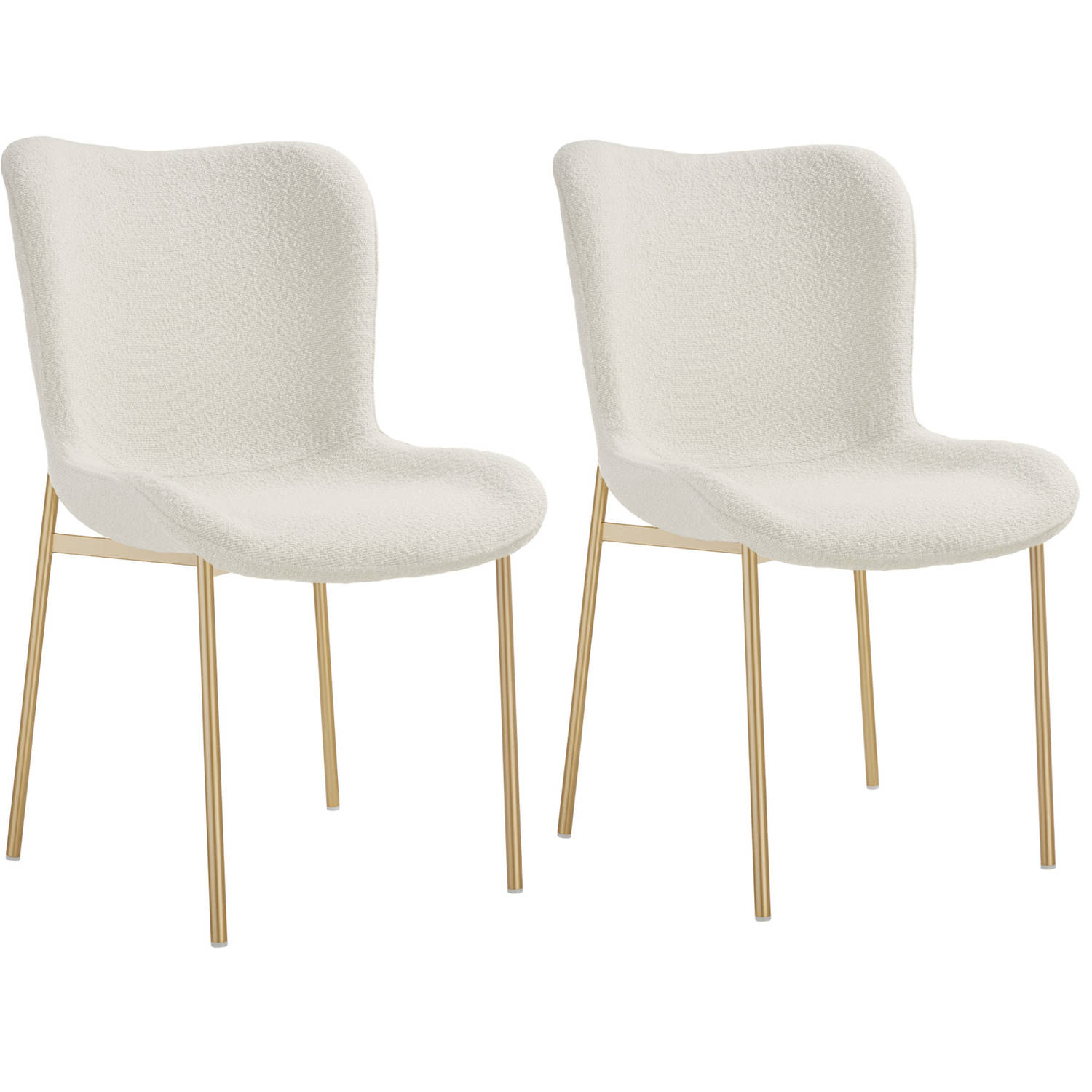 tectake® 2 x gestoffeerde stoel - Bouclé schelpzitstoel voor keuken - eettafel - fauteuil voor kaptafel of cocktailstoel, als elegante eetkamerstoel of woonkamerstoel voor elegant