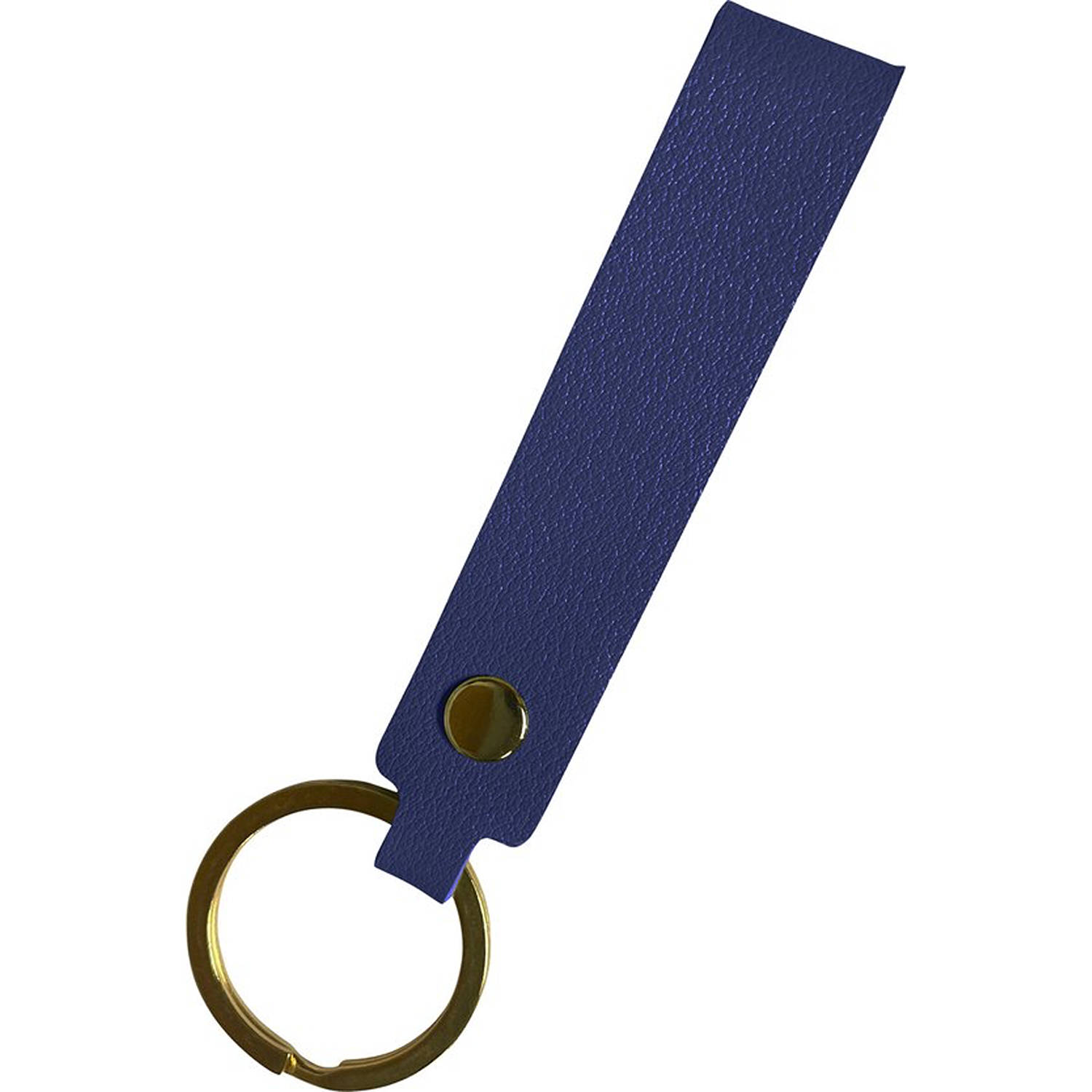 Knaak- Luxe Sleutelhanger- Hanger Goud- Blauw Leer