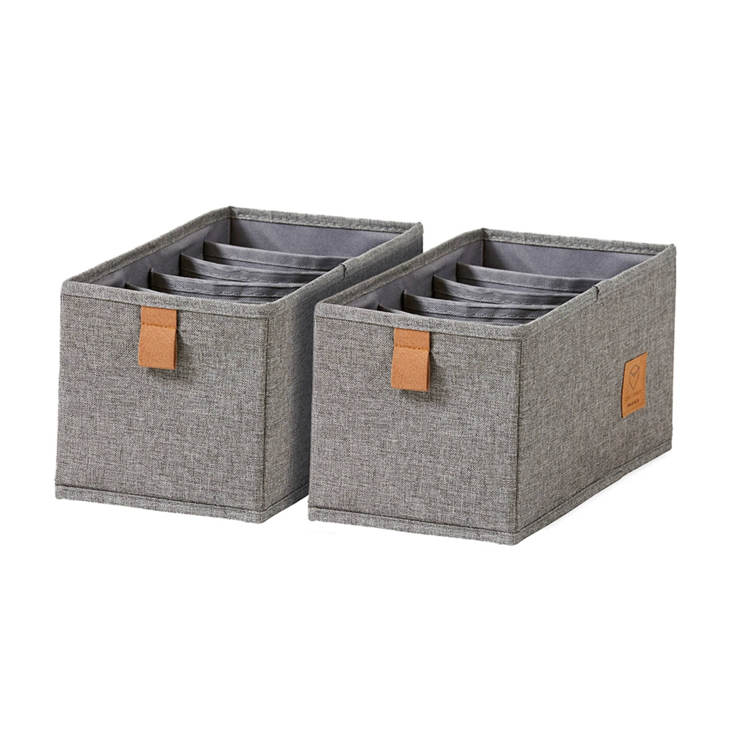 LOVE IT STORE IT Premium lade-organizer, 2 stuks, stoffen kledingkast, set met 6 vakken, grijs, 15 x 30 x 15 cm