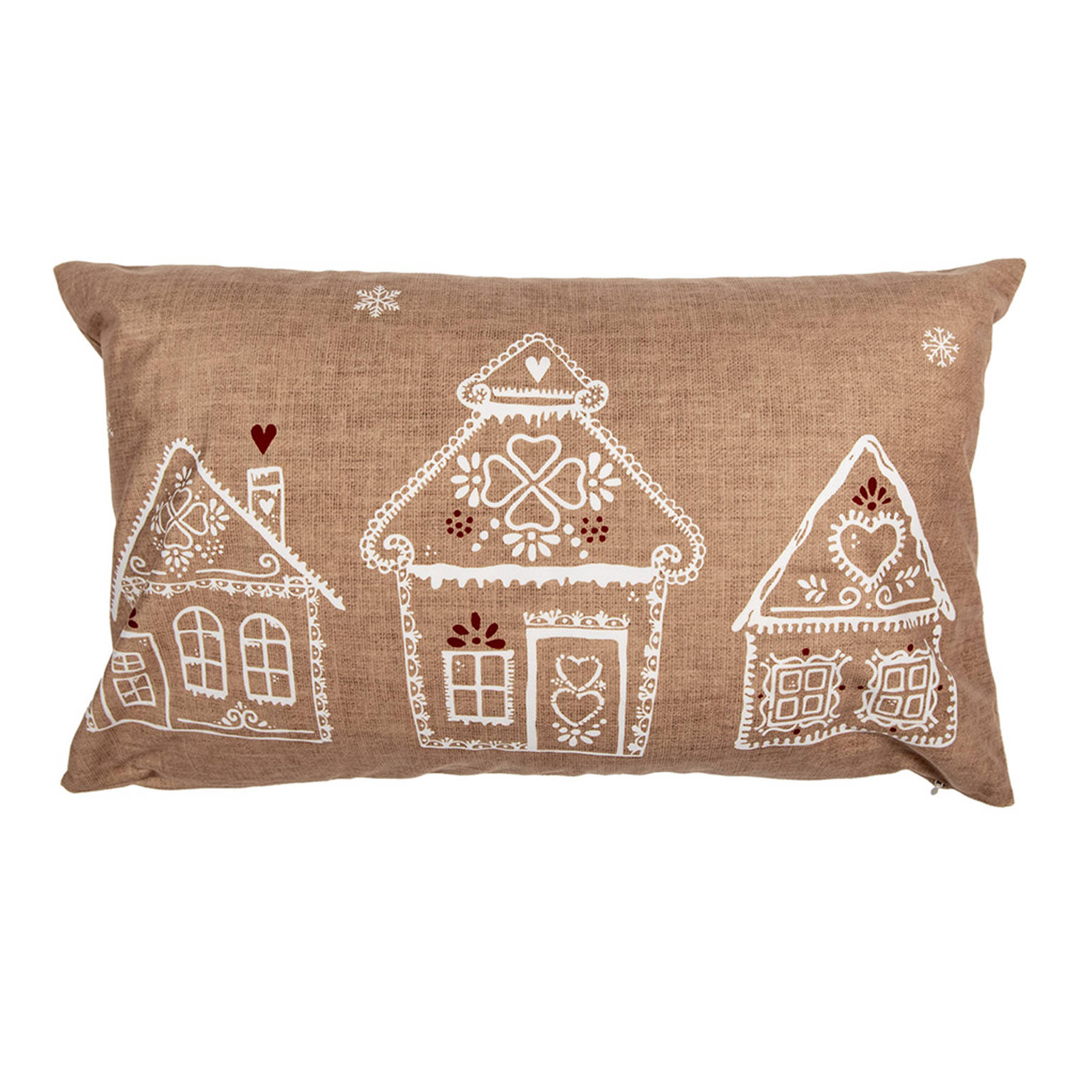 Clayre & Eef Kussenhoes 30x50 cm Bruin Polyester Gingerbread house Sierkussenhoes