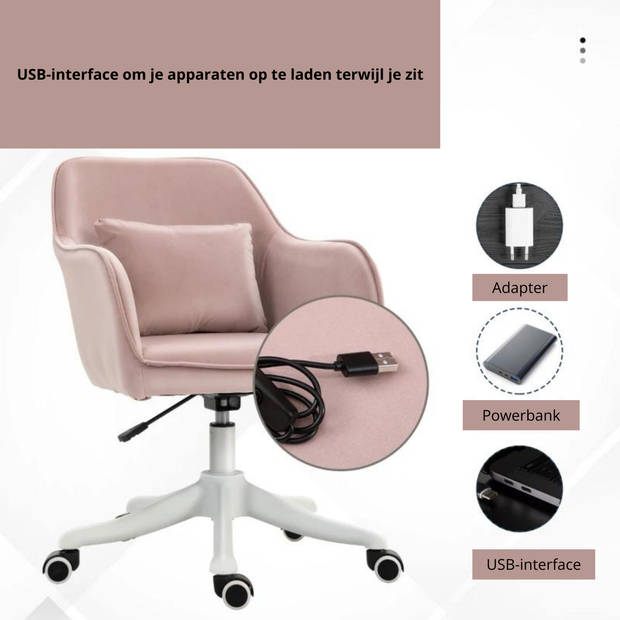 Bureaustoel met massagefunctie - Ergonomische bureaustoel - Roze