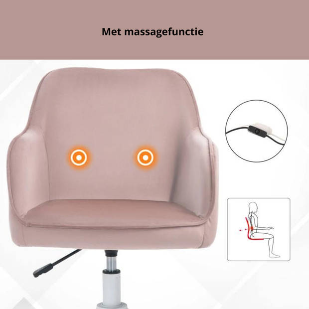 Bureaustoel met massagefunctie - Ergonomische bureaustoel - Roze