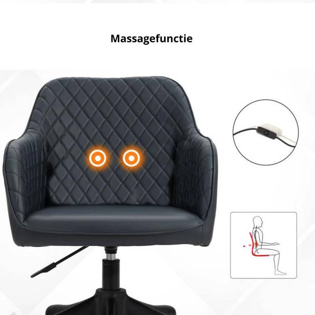 Bureaustoel met massagefunctie - Ergonomische bureaustoel - Antraciet