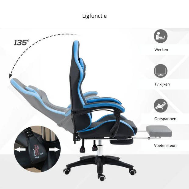 Bureaustoel met relaxfunctie - Ergonomische bureaustoel - Game stoel - Gaming stoel