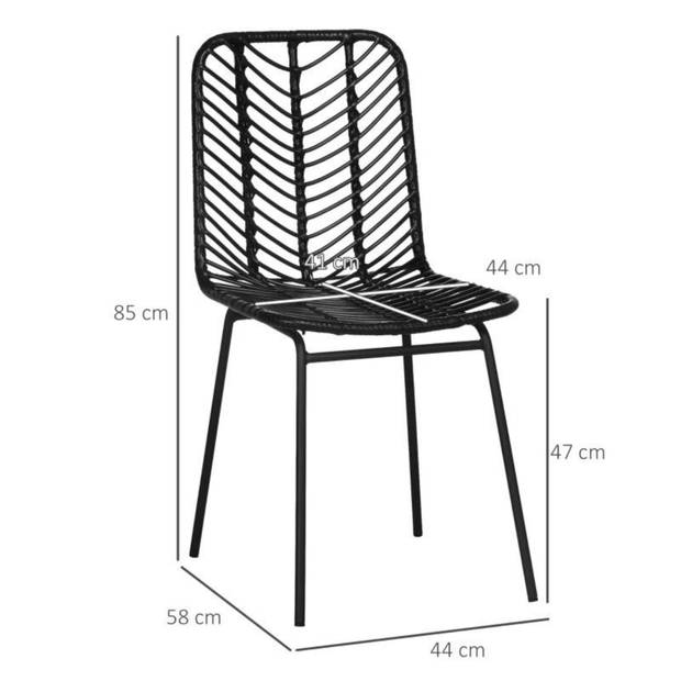 Eetkamerstoelen set van 2 - Stoelen - Keukenstoelen - Stoel - Zwart - 44 cm x 58 cm x 85 cm