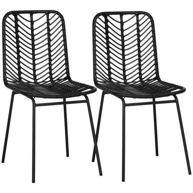 Eetkamerstoelen set van 2 - Stoelen - Keukenstoelen - Stoel - Zwart - 44 cm x 58 cm x 85 cm