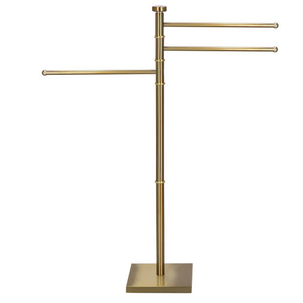 Springos Handdoekrek - Badkamer - Handdoekstang - Handdoekhouder - 3 Armen - Metaal- Goud - 86 cm