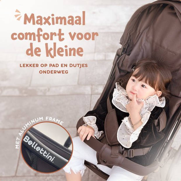 Bellettini® Calesse Buggy Inclusief Reistas, Regenhoes en Bekerhouder - Kinderwagen - Plooibuggy- Grijs