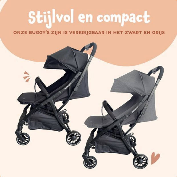 Bellettini® Calesse Buggy Inclusief Reistas, Regenhoes en Bekerhouder - Kinderwagen - Plooibuggy- Grijs