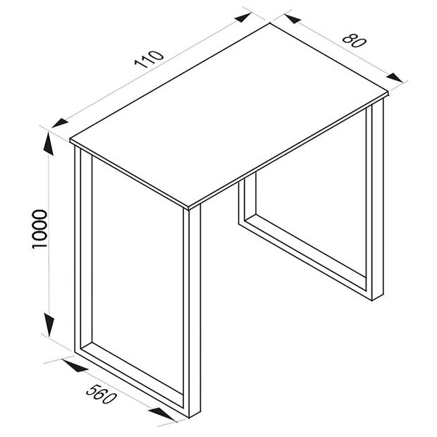 Xona bartafel 110x80 antraciet, zwart.