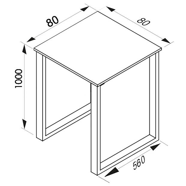 Xona bartafel 80x80 eik decor, zwart.