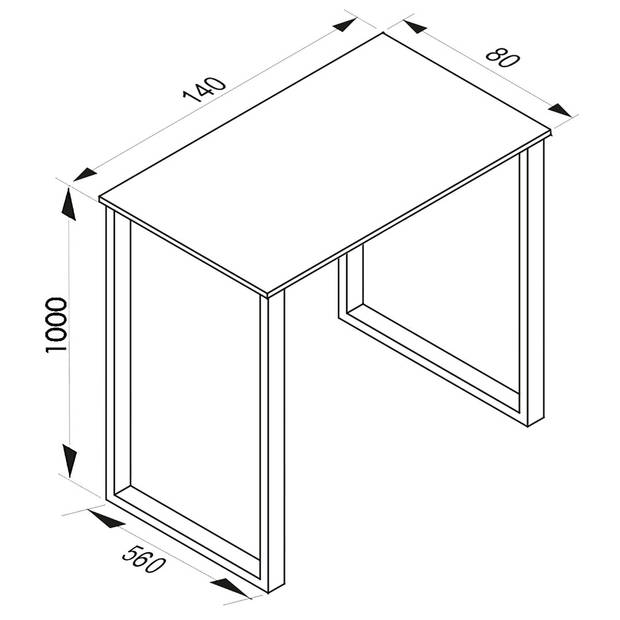 Xona bartafel 140x80 eik decor, zwart.