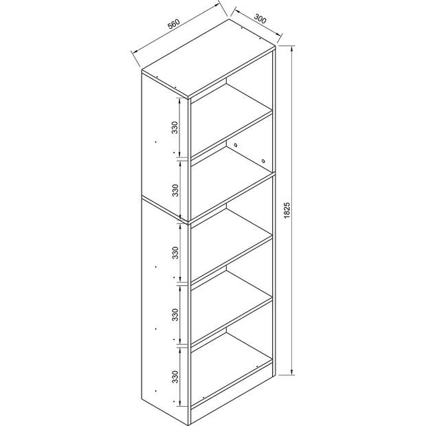 DilosXL wandkast 5 planken wit.