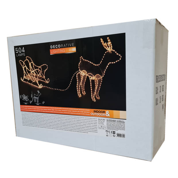 Rendier met slee lichtslang 136 cm - kerstverlichting figuur