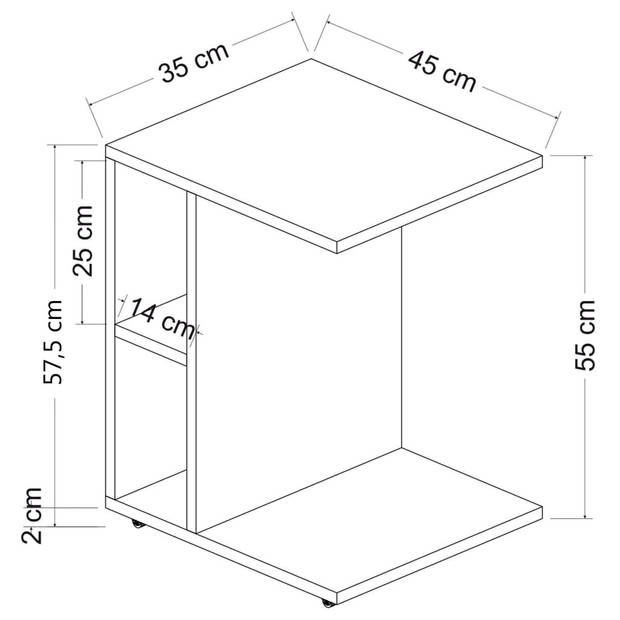 Homemania Salontafel Ceylin 45x35x57,5 cm walnootkleurig