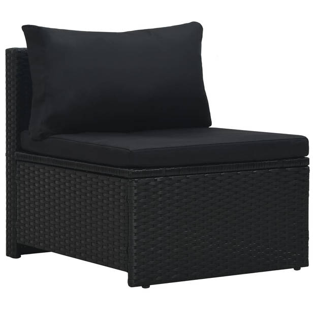 vidaXL 6-delige Loungeset met kussens poly rattan zwart