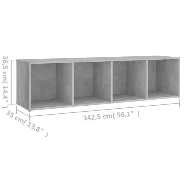 vidaXL Tv-meubel 142,5x35x36,5 cm bewerkt hout betongrijs