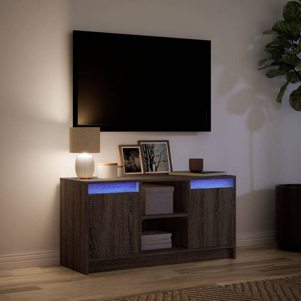 vidaXL Tv-meubel met LED 100x34x50 cm bewerkt hout bruin eikenkleurig