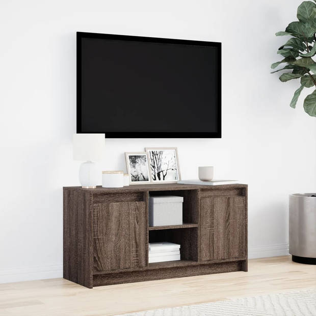 vidaXL Tv-meubel met LED 100x34x50 cm bewerkt hout bruin eikenkleurig