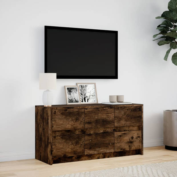 vidaXL Tv-meubel met LED 100x34x50 cm bewerkt hout gerookt eikenkleur