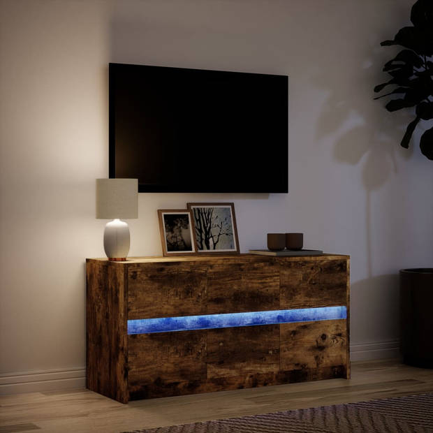 vidaXL Tv-meubel met LED 100x34x50 cm bewerkt hout gerookt eikenkleur