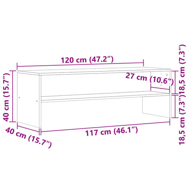 vidaXL Tv-meubel 120x40x40 cm bewerkt hout oud houtkleurig