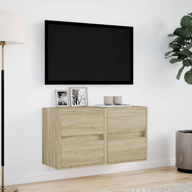 vidaXL Tv-wandmeubels met LED 2 st 41x31x45 cm sonoma eikenkleurig