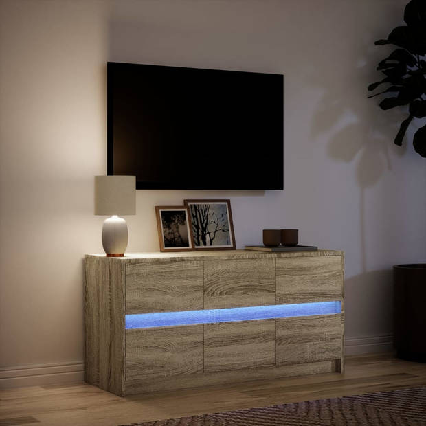 vidaXL Tv-meubel met LED 100x34x50 cm bewerkt hout sonoma eikenkleurig