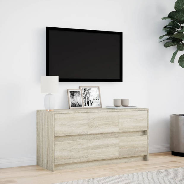 vidaXL Tv-meubel met LED 100x34x50 cm bewerkt hout sonoma eikenkleurig