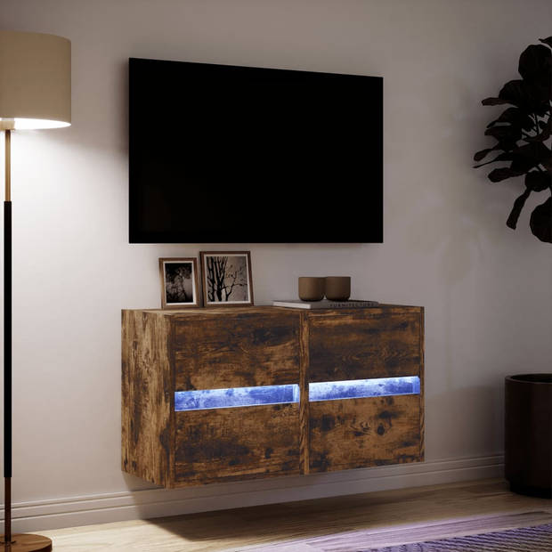 vidaXL Tv-wandmeubels met LED 2 st 41x31x45 cm gerookt eikenkleurig