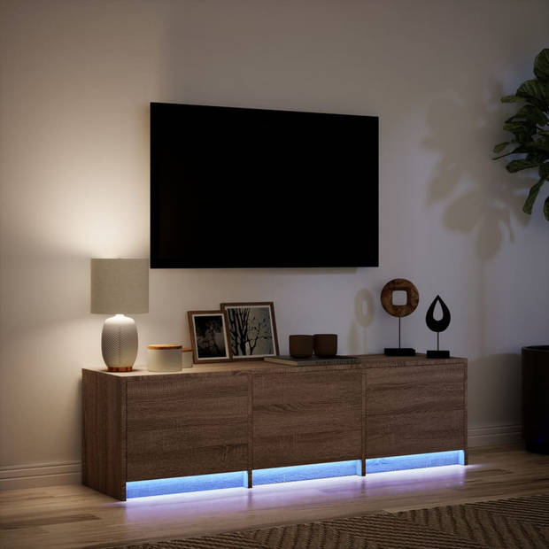 vidaXL Tv-meubel met LED 140x34x40 cm bewerkt hout bruin eikenkleurig